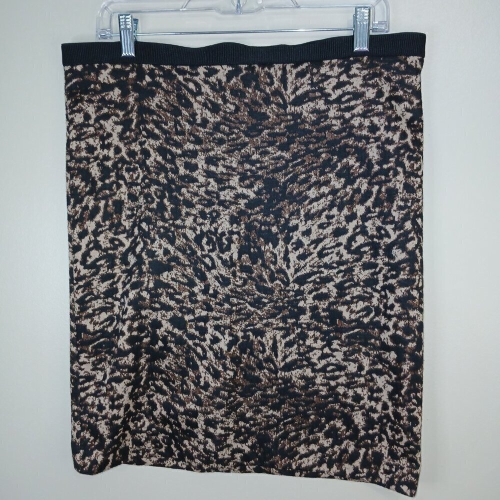 RAFELLA WOMENS LEOPARD PRINT SWEATER KNIT PENCIL SKIRT, SIZE 10